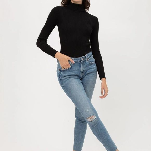 Turtle Neck Bodysuit - Women's Black B… - Picture 6 of 7